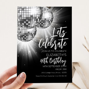 Zilveren Disco Bal Laten we Feesten Kaart