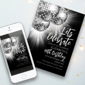 Zilveren Disco Bal Laten we Feestvieren Kaart