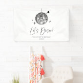 Zilveren Disco Bal Let's Disco Verjaardagsfeestje Spandoek (Insitu)