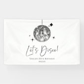 Zilveren Disco Bal Let's Disco Verjaardagsfeestje Spandoek (Horizontaal)
