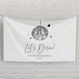 Zilveren Disco Bal Let's Disco Verjaardagsfeestje Spandoek