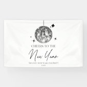 Zilveren Disco Bal Nieuwjaarsfeest  Spandoek (Horizontaal)