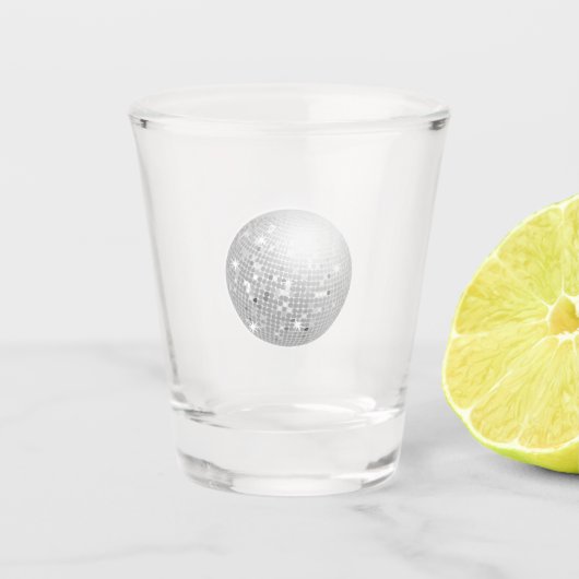 Zilveren Disco Bal Retro 70s Shot Glas (Voorkant)