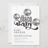Zilveren Disco Bal Retro Disco Baby Shower Kaart (Voorkant)