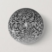 Zilveren Disco Bal Retro Feest Pinback Knop Ronde Button 5,7 Cm (Voorkant)