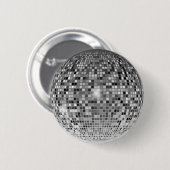 Zilveren Disco Bal Retro Feest Pinback Knop Ronde Button 5,7 Cm (Voorkant /achterkant)