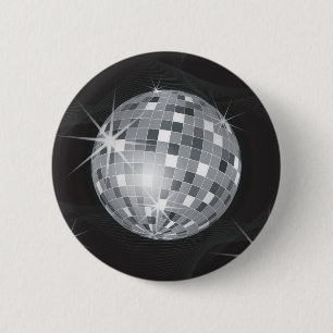 zilveren disco-bal ronde button 5,7 cm