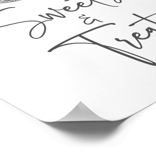 Zilveren Disco Bal Sweets en Treats Party Sign Poster (Hoek)