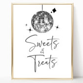 Zilveren Disco Bal Sweets en Treats Party Sign Poster
