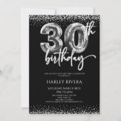 Zilveren Disco Ball Glitter 30ste Verjaardagsfeest Kaart (Voorkant)