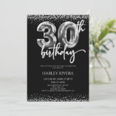 Zilveren Disco Ball Glitter 30ste Verjaardagsfeest Kaart (Staand voorkant)