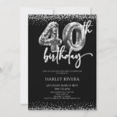 Zilveren Disco Ball Glitter 40ste Verjaardagsfeest Kaart (Voorkant)