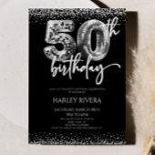 Zilveren Disco Ball Glitter 50ste Verjaardagsfeest Kaart