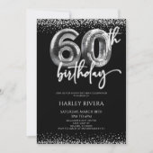 Zilveren Disco Ball Glitter 60ste Verjaardagsfeest Kaart (Voorkant)