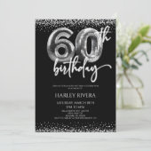 Zilveren Disco Ball Glitter 60ste Verjaardagsfeest Kaart (Staand voorkant)