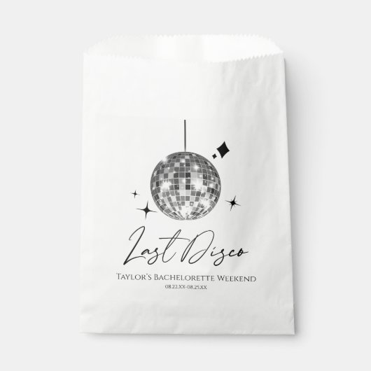 Zilveren Disco Ball Laatste Disco Bachelorette Par Bedankzakje (Voorkant)