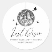 Zilveren Disco Ball Laatste Disco Bachelorette Par Ronde Sticker (Voorkant)