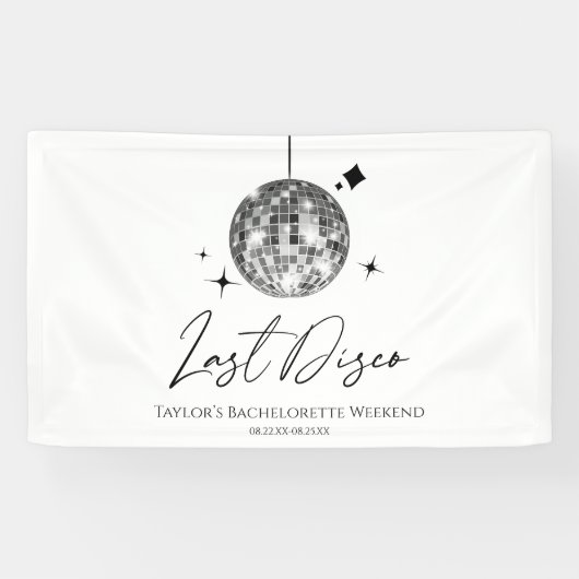 Zilveren Disco Ball Laatste Disco Bachelorette Par Spandoek (Horizontaal)