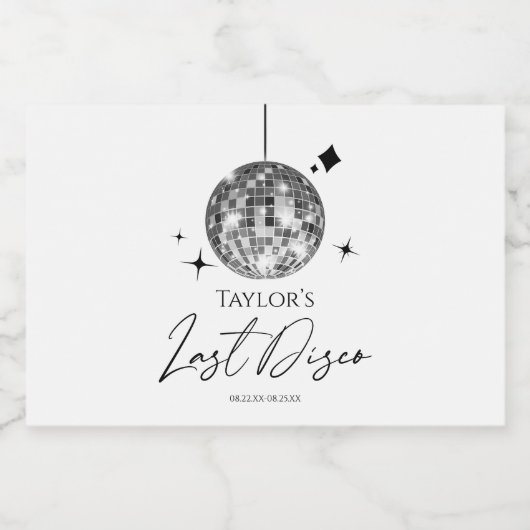 Zilveren Disco Ball Laatste Disco Bachelorette Par Sparkling Wijnetiket (Enkel label)