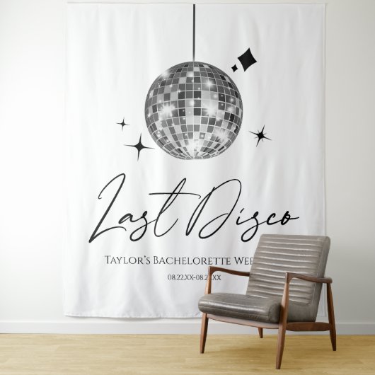 Zilveren Disco Ball Laatste Disco Bachelorette Par Wandkleed (In situ)