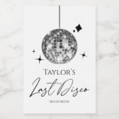 Zilveren Disco Ball Laatste Disco Bachelorette Par Wijn Etiket (Enkel label)