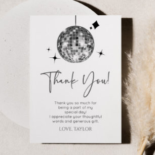 Zilveren Disco Ball Laten we Disco Verjaardagsfees Bedankkaart