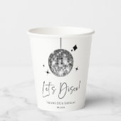 Zilveren Disco Ball Laten we Disco Verjaardagsfees Papieren Bekers (Achterkant)