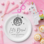Zilveren Disco Ball Laten we Disco Verjaardagsfees Papieren Bordje (Feest)