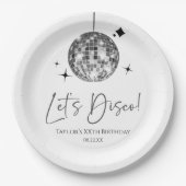 Zilveren Disco Ball Laten we Disco Verjaardagsfees Papieren Bordje (Voorkant)