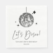 Zilveren Disco Ball Laten we Disco Verjaardagsfees Servet (Voorkant)