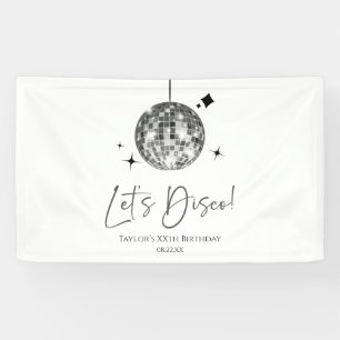 Zilveren Disco Ball Laten we Disco Verjaardagsfees Spandoek