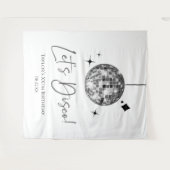 Zilveren Disco Ball Laten we Disco Verjaardagsfees Wandkleed (Voorkant (horizontaal))