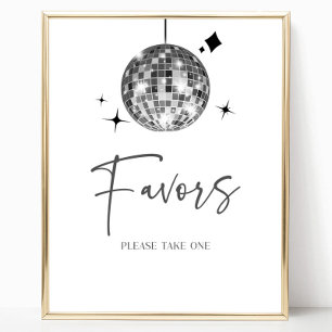 Zilveren Disco Ball Party Favorieten Tafelteken Poster