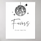 Zilveren Disco Ball Party Favorieten Tafelteken Poster (Voorkant)