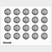Zilveren Disco Ball Patroon Ronde Sticker (Vel)