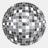 Zilveren Disco Ball Patroon Ronde Sticker (Voorkant)