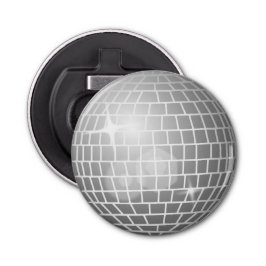 Zilveren Disco Ball Retro 70s Button Flesopener