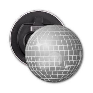 Zilveren Disco Ball Retro 70s Button Flesopener