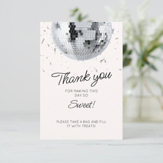 Zilveren Disco Ball Verjaardag Bedankkaart (Staand voorkant)
