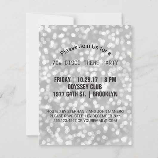 Zilveren disco dansfeest | Retro 70's themafeest Kaart (Achterkant)