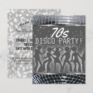 Zilveren disco dansfeest   Retro 70's themafeest Kaart