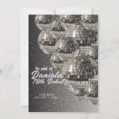 Zilveren Discobal 18e verjaardag Uitnodiging (Voorkant)