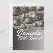 Zilveren Discobal 18e verjaardag Uitnodiging (Achterkant)