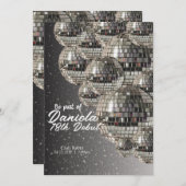 Zilveren Discobal 18e verjaardag Uitnodiging (Voorkant / Achterkant)