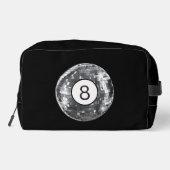 Zilveren discobal, 8-Bal Motief, Retro Jaren 70 Toilettasje (Achterkant)