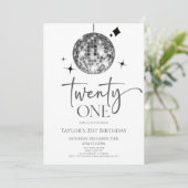 Zilveren Discobal Eenentwintig 21ste verjaardagsfe Kaart (Staand voorkant)