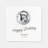 Zilveren Discobal Happy Birthday Servet (Voorkant)