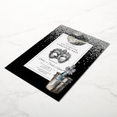 Zilveren Discobal Nieuwjaarsfeest Folie Uitnodiging (Gedraaid)