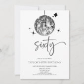 Zilveren Discobal Zestig 60ste verjaardagsfeest Kaart (Voorkant)