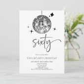 Zilveren Discobal Zestig 60ste verjaardagsfeest Kaart (Staand voorkant)